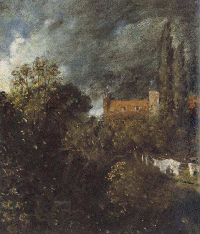 John Constable View in  Garden at Hampstead,with a Red House beyond oil painting image